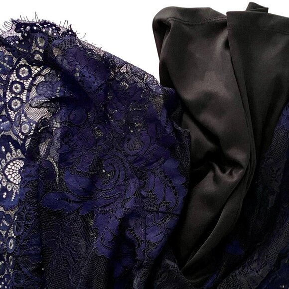 Adiva Blue Lace High Neck Long Sleeve Top with Built in Cami Womens Medium NEW - Picture 9 of 10